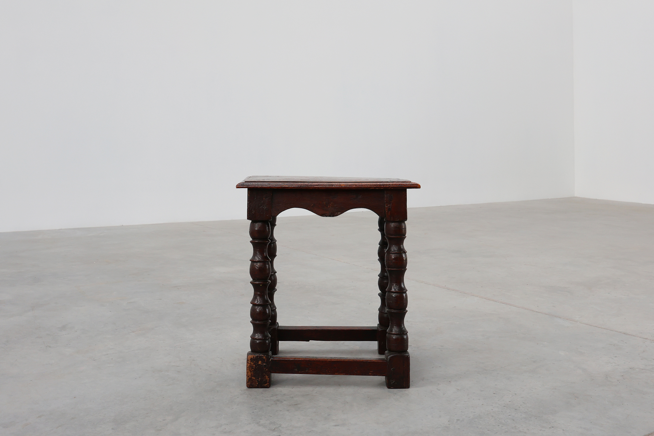 19th Century oak rectangular joint stool or table with turned legs, France ca. 1820thumbnail
